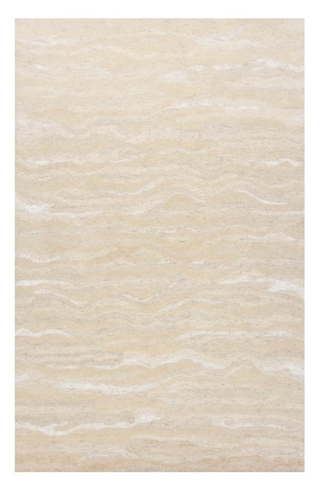 9' X 12' Beige And Ivory Abstract Hand Tufted Area Rug