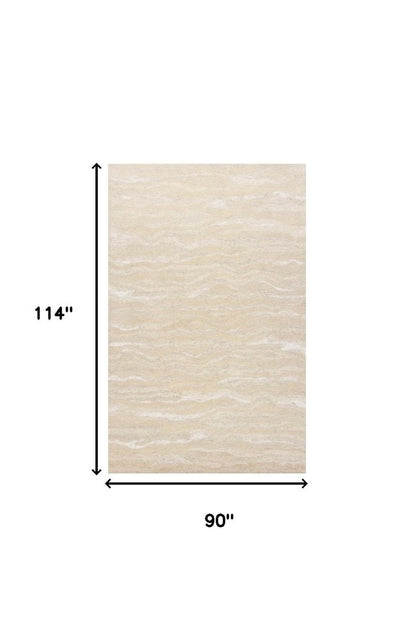 9' X 12' Beige And Ivory Abstract Hand Tufted Area Rug