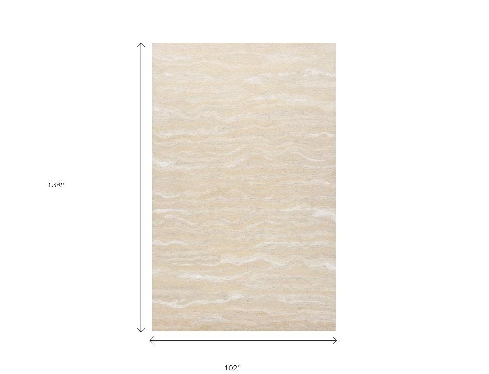 9' X 12' Beige And Ivory Abstract Hand Tufted Area Rug