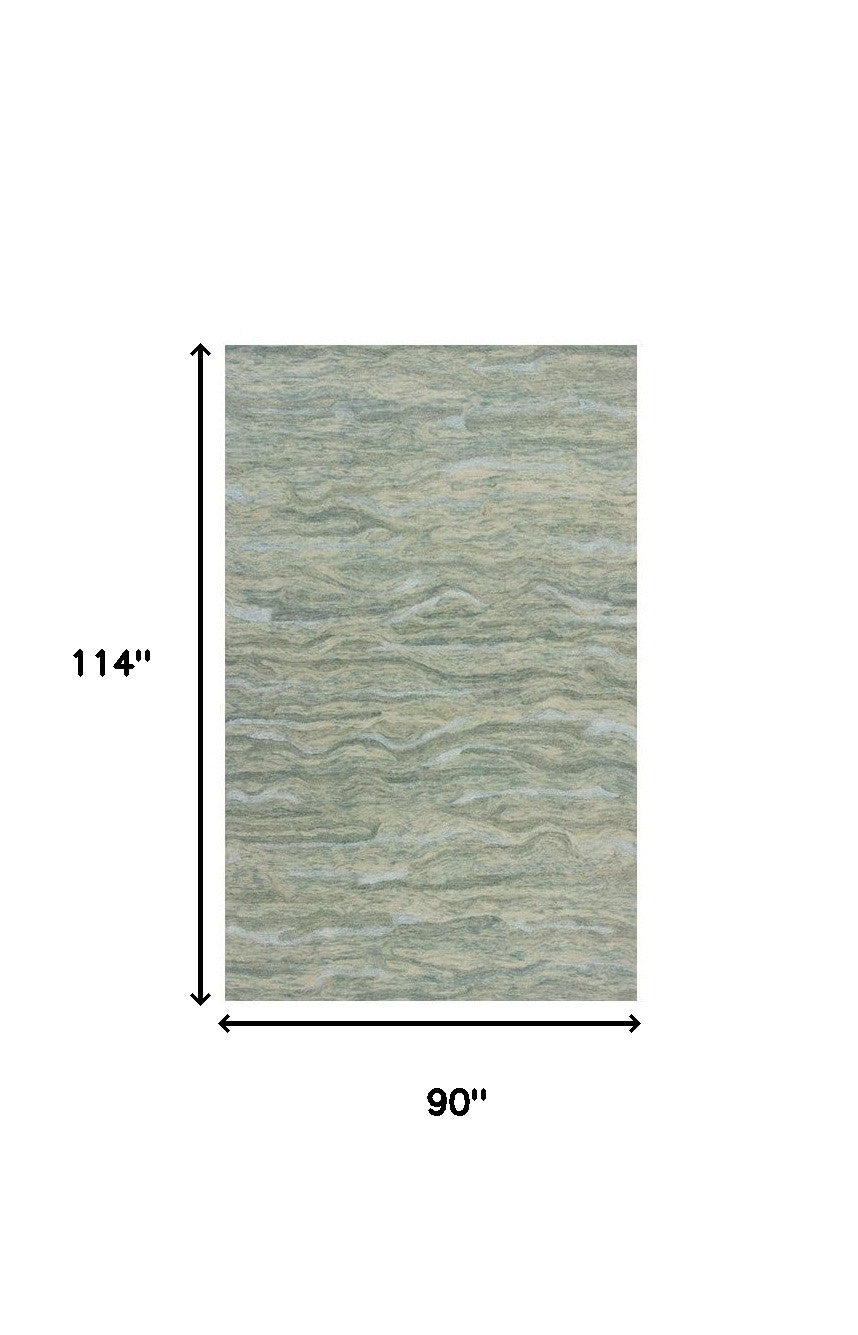 8' X 10' Seafoam Blue Hand Tufted Abstract Indoor Area Rug