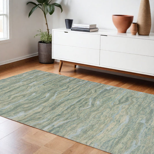 5' X 7' Seafoam Blue Hand Tufted Abstract Indoor Area Rug