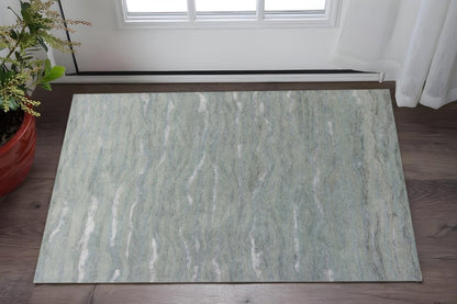 3' X 5' Slate Gray And Ivory Abstract Hand Tufted Area Rug