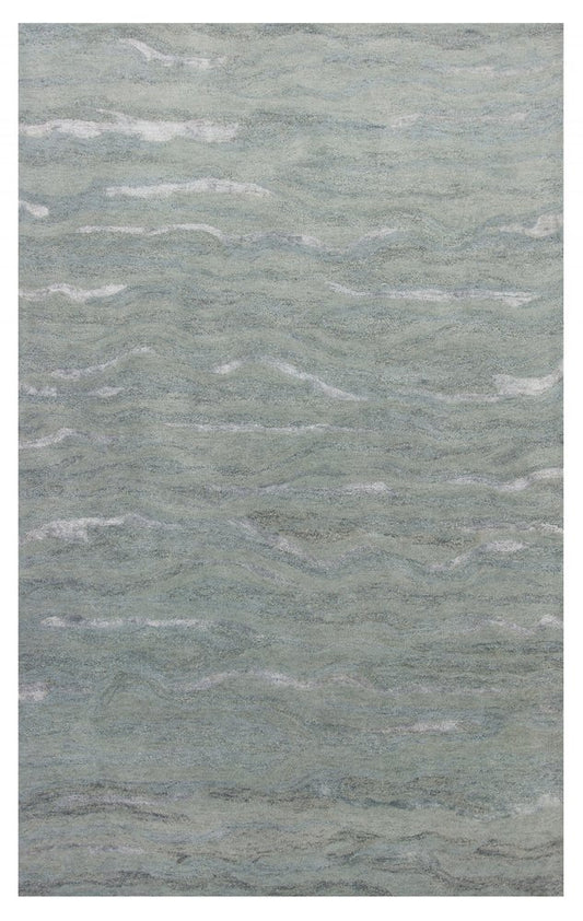 8' X 10' Slate Gray And Ivory Wool Abstract Hand Tufted Area Rug