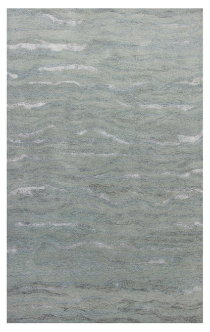 3' X 5' Slate Gray And Ivory Abstract Hand Tufted Area Rug