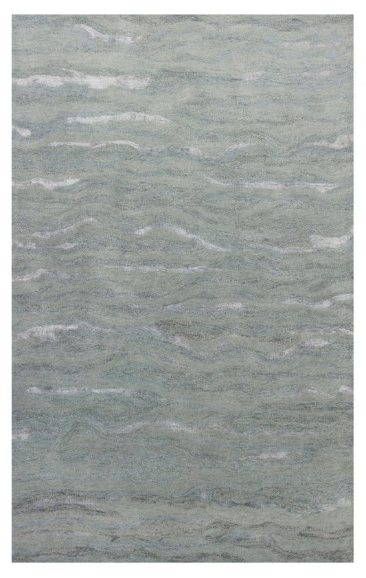 5' X 7' Slate Gray And Ivory Abstract Hand Tufted Area Rug