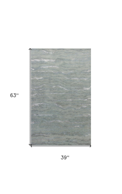 3' X 5' Slate Gray And Ivory Abstract Hand Tufted Area Rug