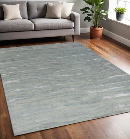 3' X 5' Slate Gray And Ivory Abstract Hand Tufted Area Rug