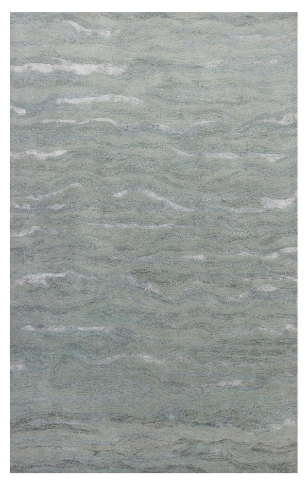 3' X 5' Slate Gray And Ivory Abstract Hand Tufted Area Rug