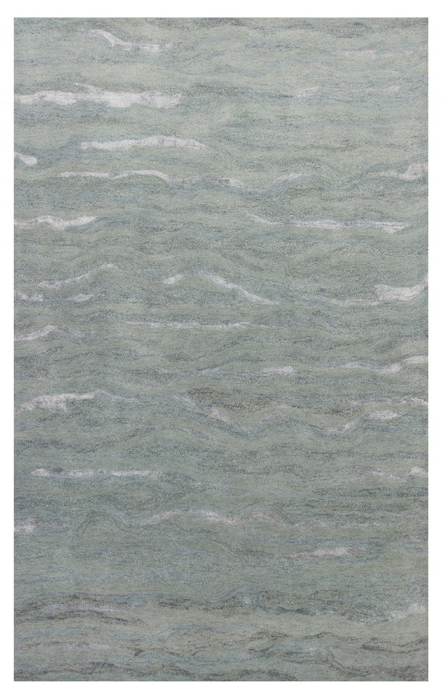 3' X 5' Slate Gray And Ivory Abstract Hand Tufted Area Rug