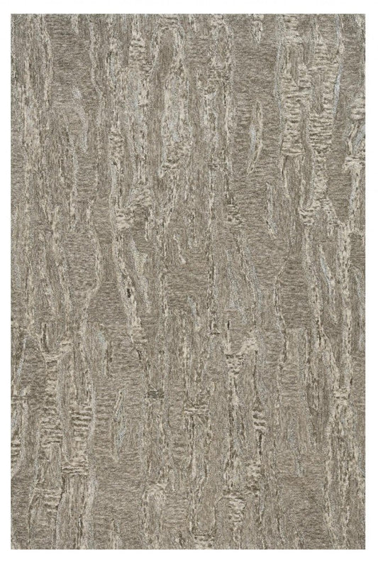 5' X 7' Sand And Gray Abstract Hand Tufted Area Rug