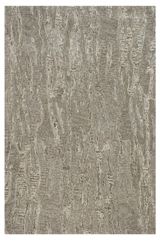 3' X 5' Sand And Gray Abstract Hand Tufted Area Rug