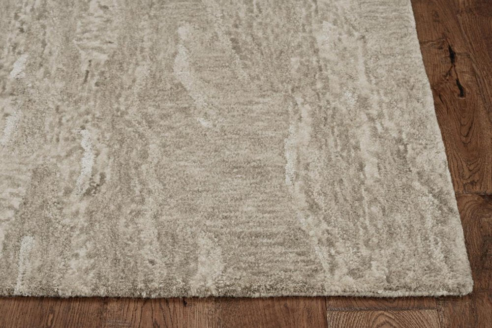 3' X 5' Sand And Gray Abstract Hand Tufted Area Rug