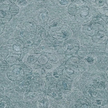 5' X 7' Blue And White Wool Abstract Hand Tufted Area Rug