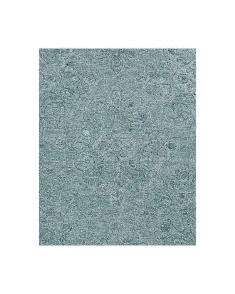 5' X 7' Blue And White Wool Abstract Hand Tufted Area Rug
