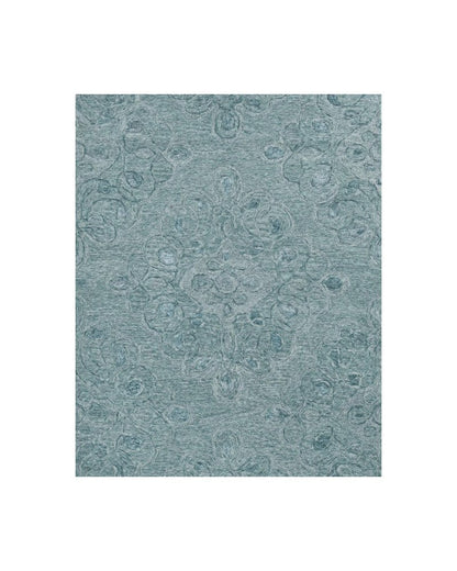 5' X 7' Blue And White Wool Abstract Hand Tufted Area Rug