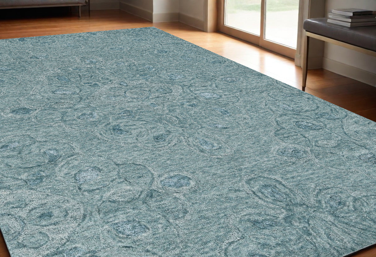 5' X 7' Seafoam Wool Hand Tufted Area Rug