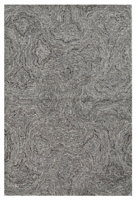 3' X 5' Gray And Dark Gray Abstract Hand Tufted Area Rug