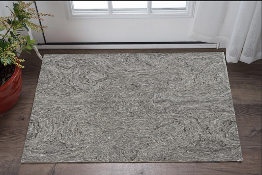 8' X 10' Grey Hand Tufted Abstract Indoor Area Rug