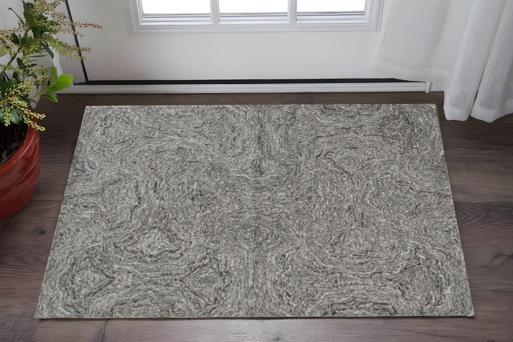 8' X 10' Gray And Dark Gray Wool Abstract Hand Tufted Area Rug