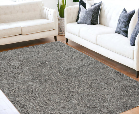 5' X 7' Grey Hand Tufted Abstract Indoor Area Rug