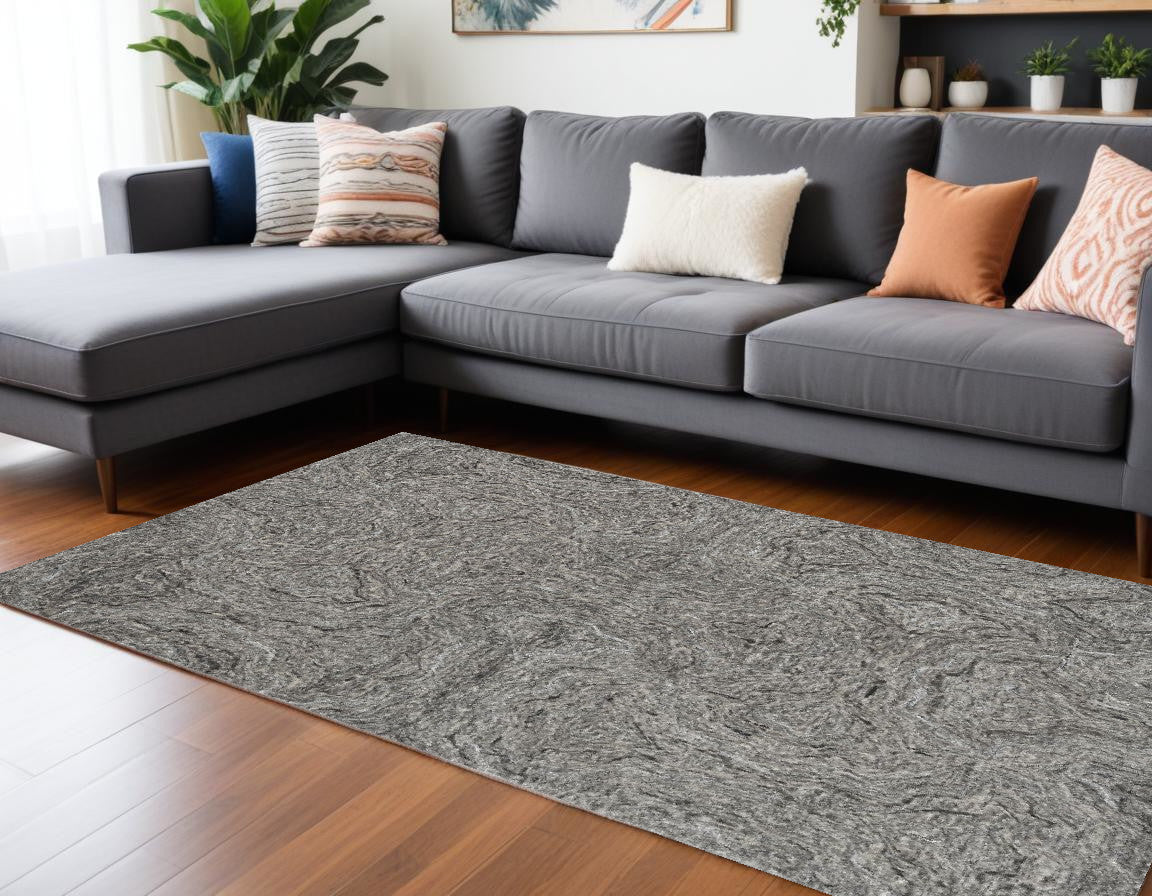 8' X 10' Grey Hand Tufted Abstract Indoor Area Rug