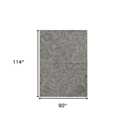 8' X 10' Gray And Dark Gray Wool Abstract Hand Tufted Area Rug