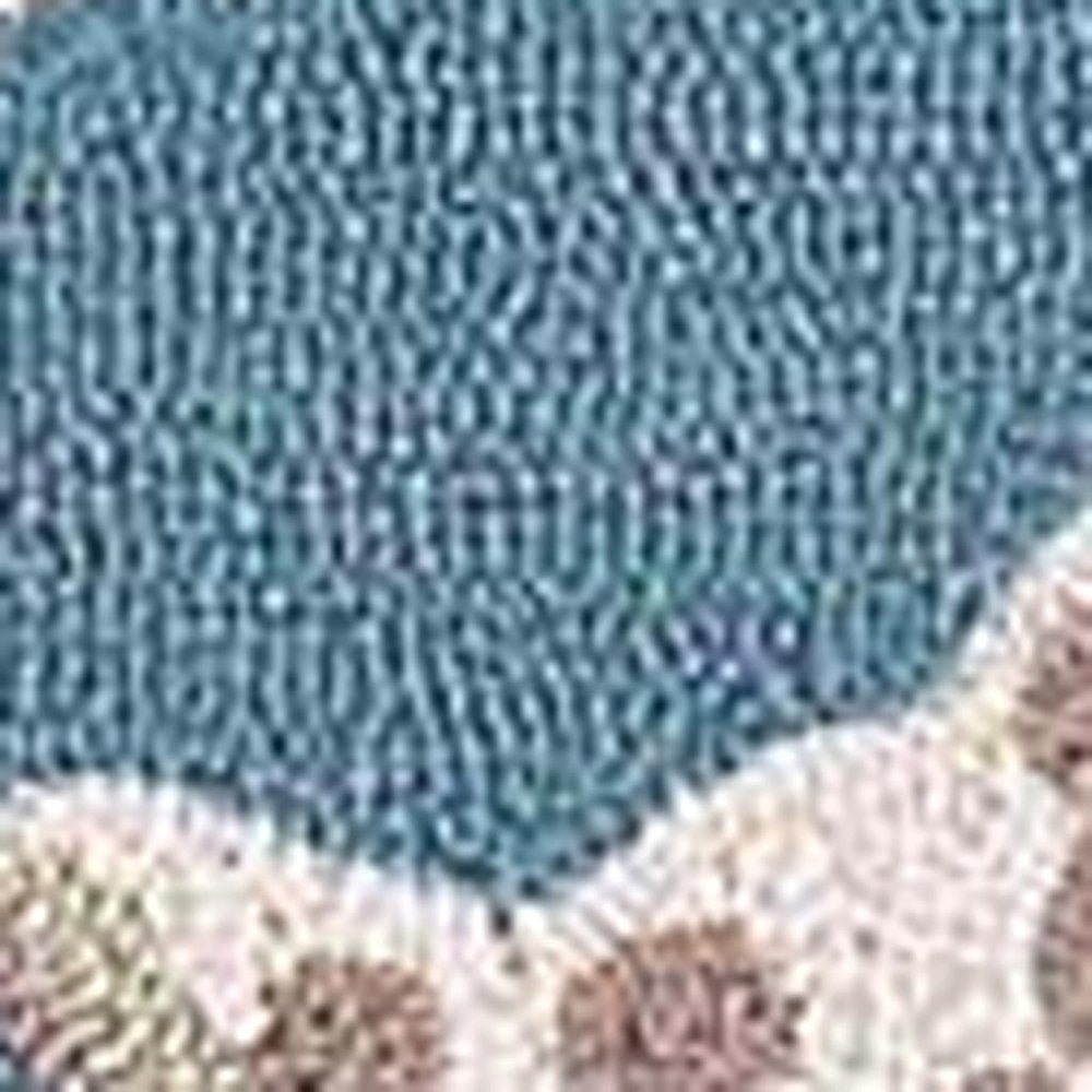 5' X 8' Beige Ivory And Brown Seashell and Coral Hand Hooked Area Rug