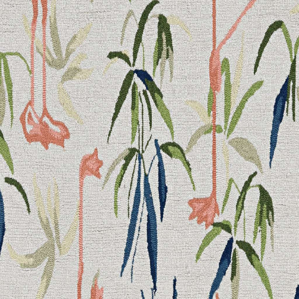 8' X 10' Ivory And Pink Flamingo Hand Hooked Area Rug