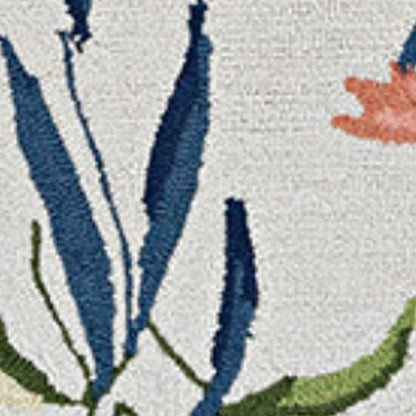 8' X 10' Ivory And Pink Flamingo Hand Hooked Area Rug