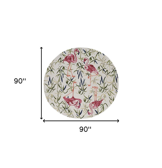 8' Pink and Ivory Round Hand Tufted Area Rug