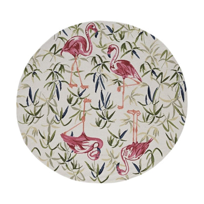 8' X 10' Ivory And Pink Flamingo Hand Hooked Area Rug