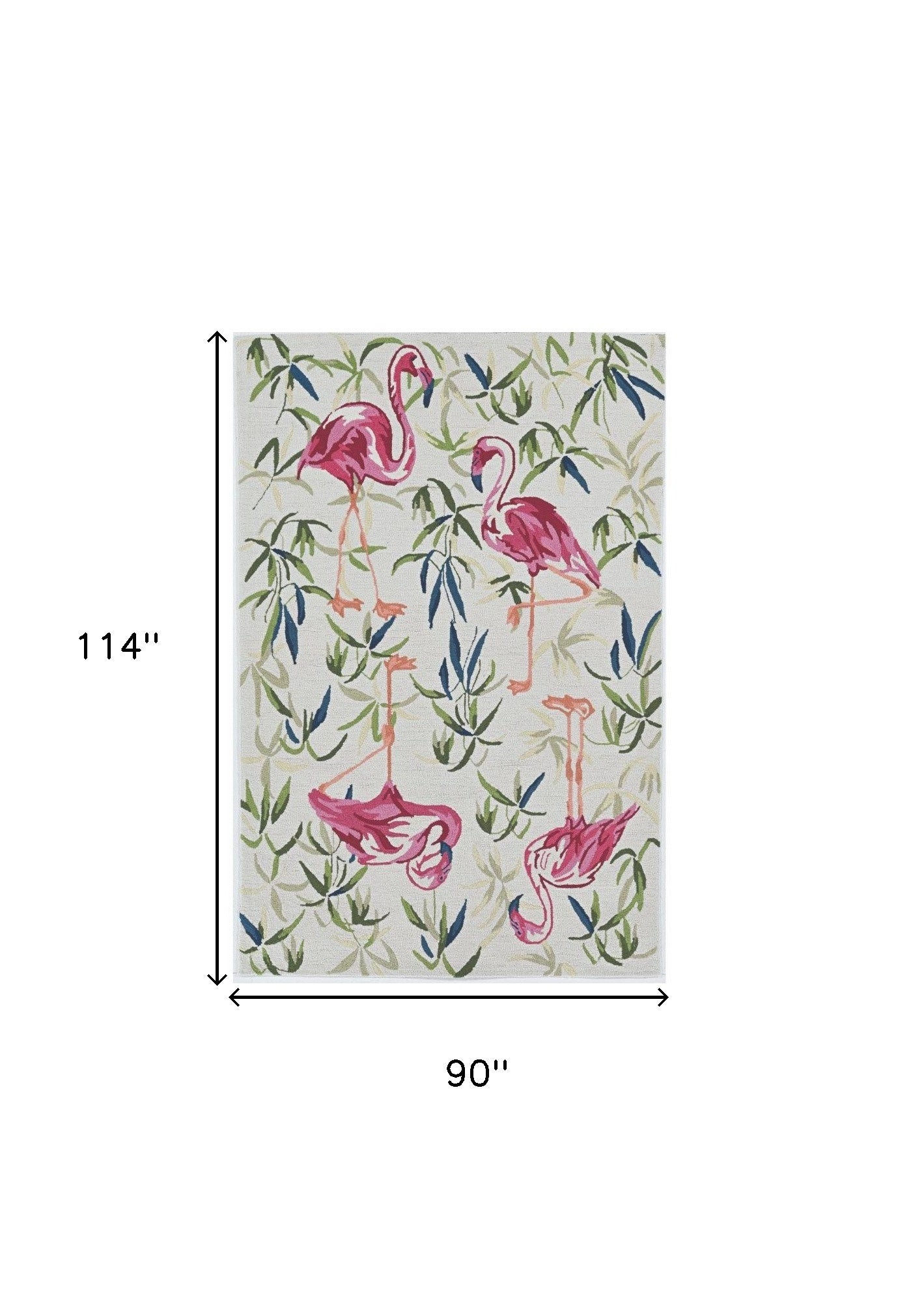 8' X 10' Ivory Pink Hand Hooked Flamingo Indoor Area Rug