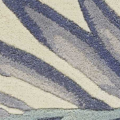 5' X 8' Green Pink And Purple Wool Tropical Botanical Hand Tufted Area Rug