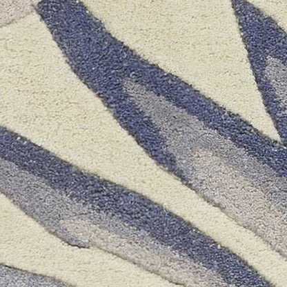 5' X 8' Green Pink And Purple Wool Tropical Botanical Hand Tufted Area Rug