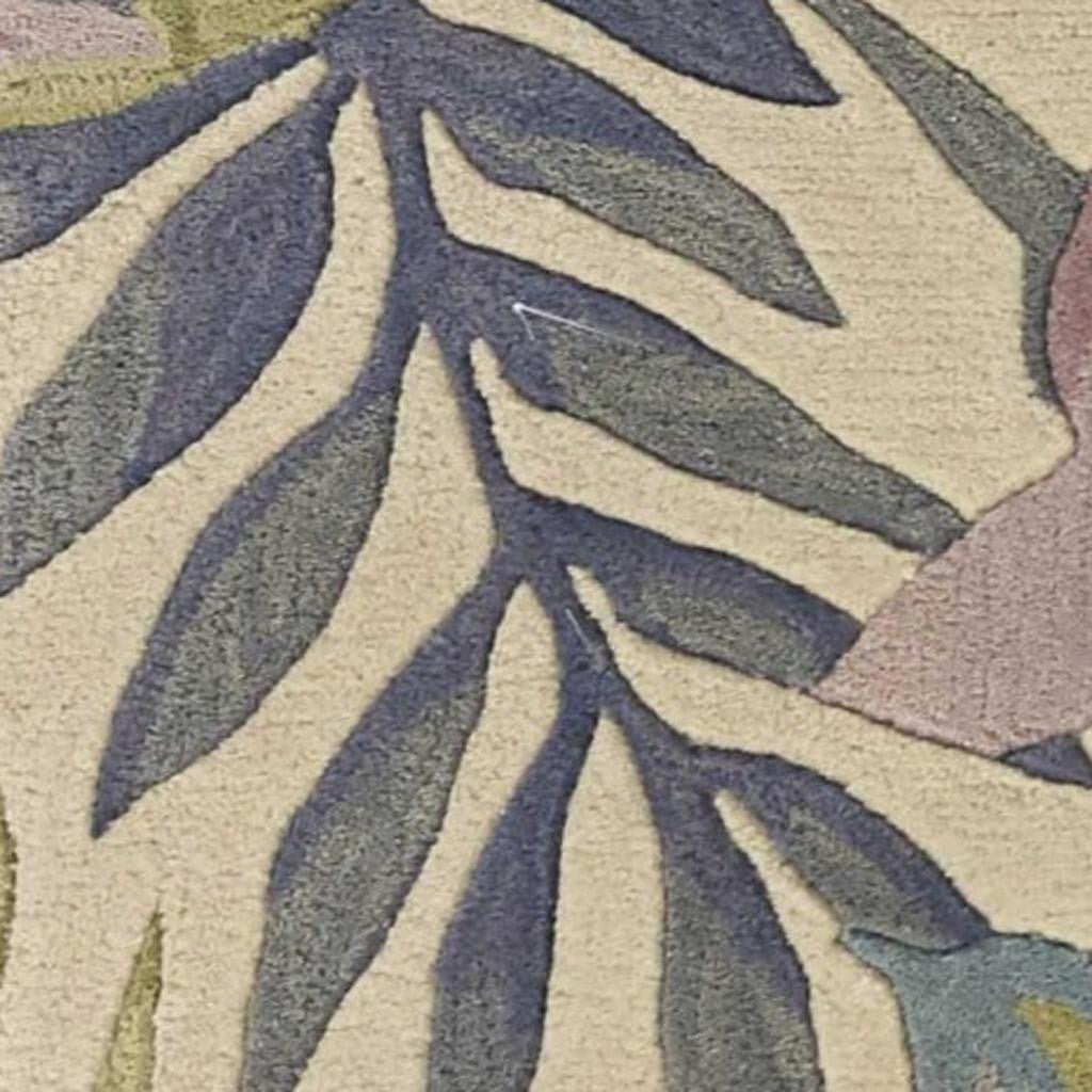 5' X 8' Green Pink And Purple Wool Tropical Botanical Hand Tufted Area Rug