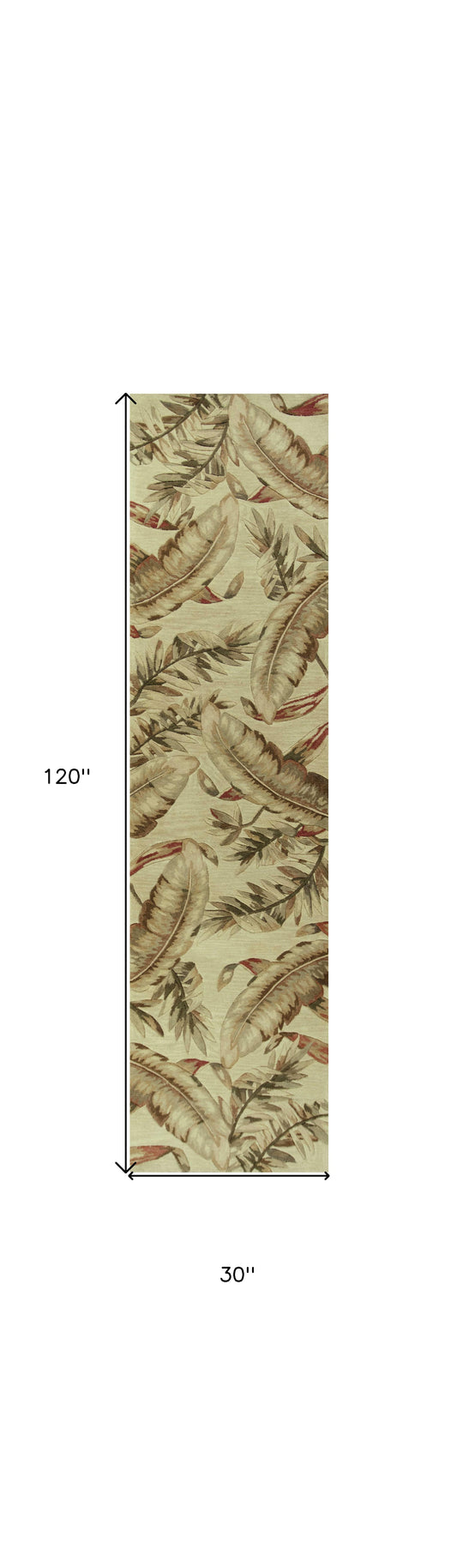 9' X 12' Ivory Hand Tufted Tropical Leaves Indoor Area Rug