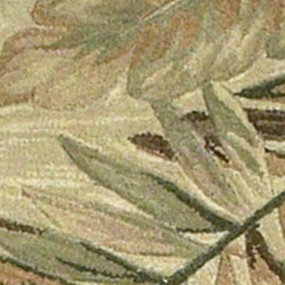 8' X 10' Ivory Hand Tufted Tropical Leaves Indoor Area Rug