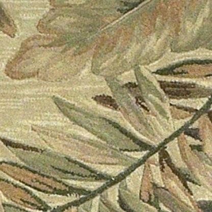 10' Brown Green And Red Wool Tropical Botanical Hand Tufted Runner Rug