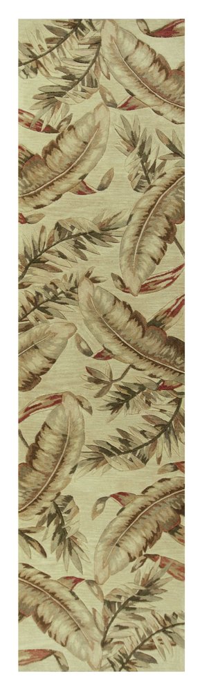 5' X 8' Brown Green And Red Wool Tropical Botanical Hand Tufted Area Rug