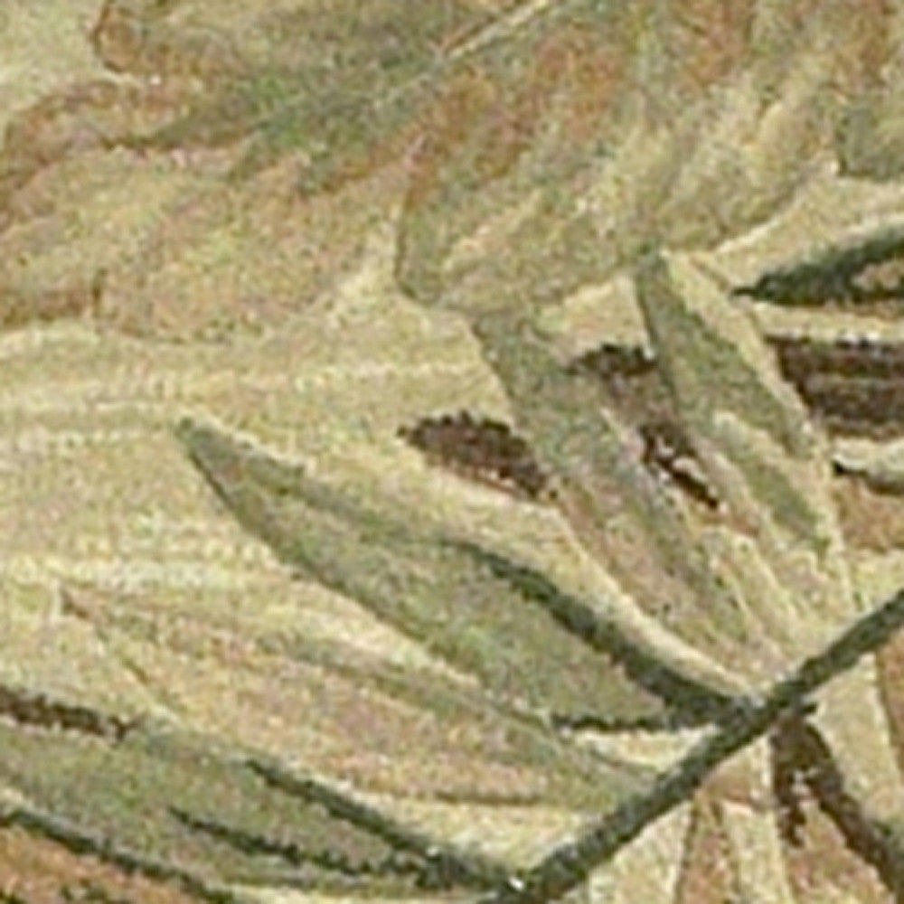 8' X 10' Ivory Hand Tufted Tropical Leaves Indoor Area Rug