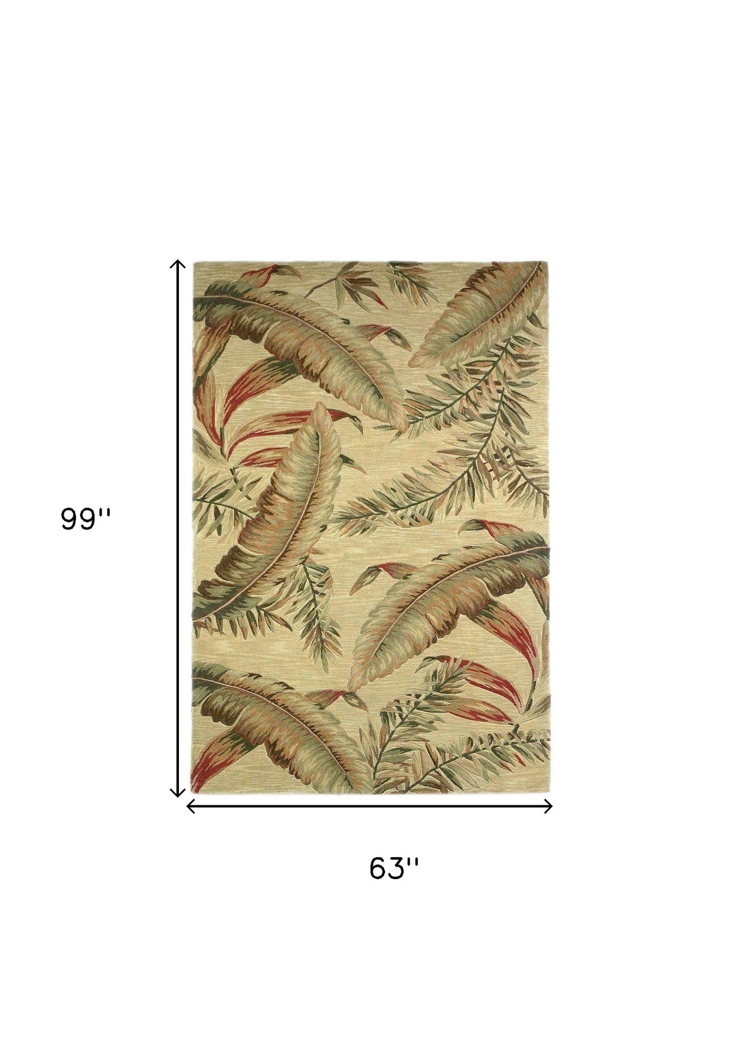 10' Ivory Hand Tufted Tropical Leaves Indoor Runner Rug