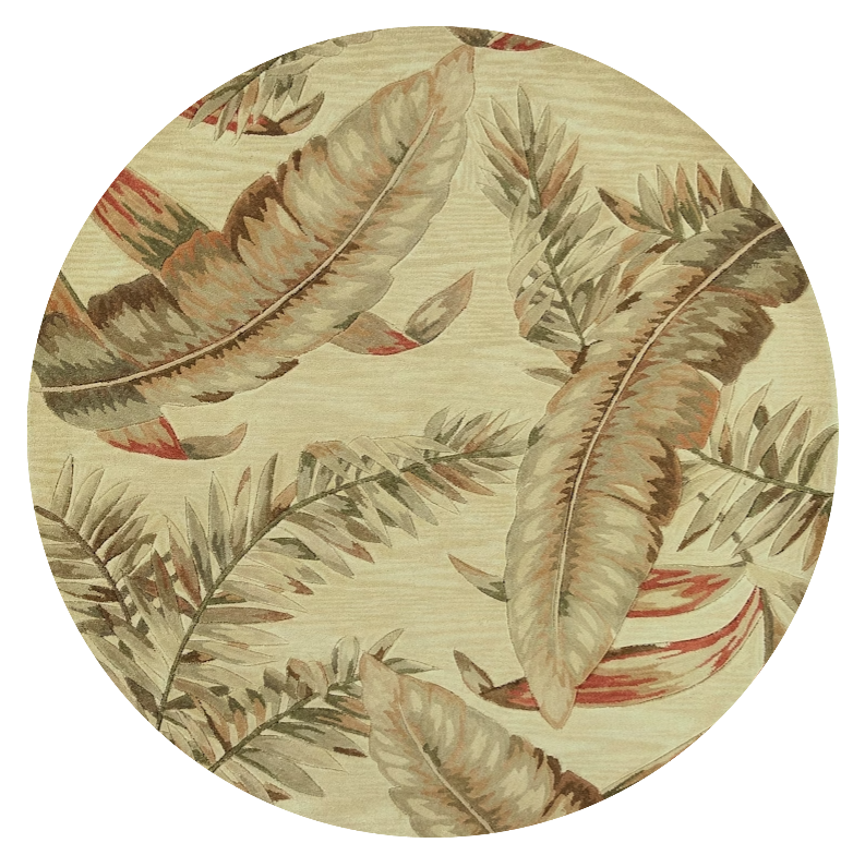 10' Ivory Hand Tufted Tropical Leaves Indoor Runner Rug