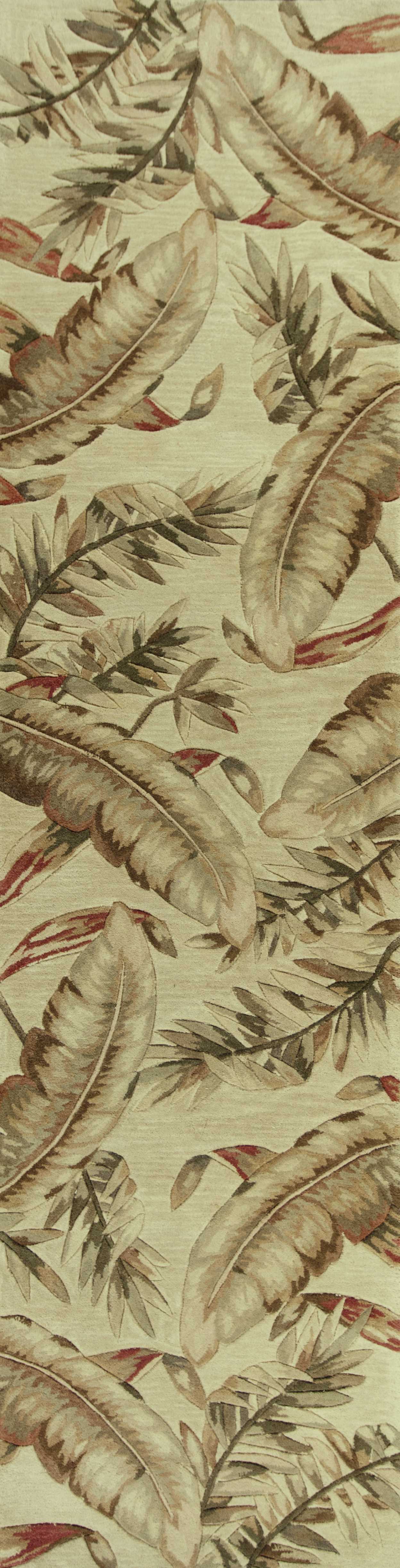 8' X 10' Ivory Hand Tufted Tropical Leaves Indoor Area Rug