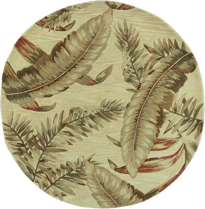 10' Brown Green And Red Wool Tropical Botanical Hand Tufted Runner Rug