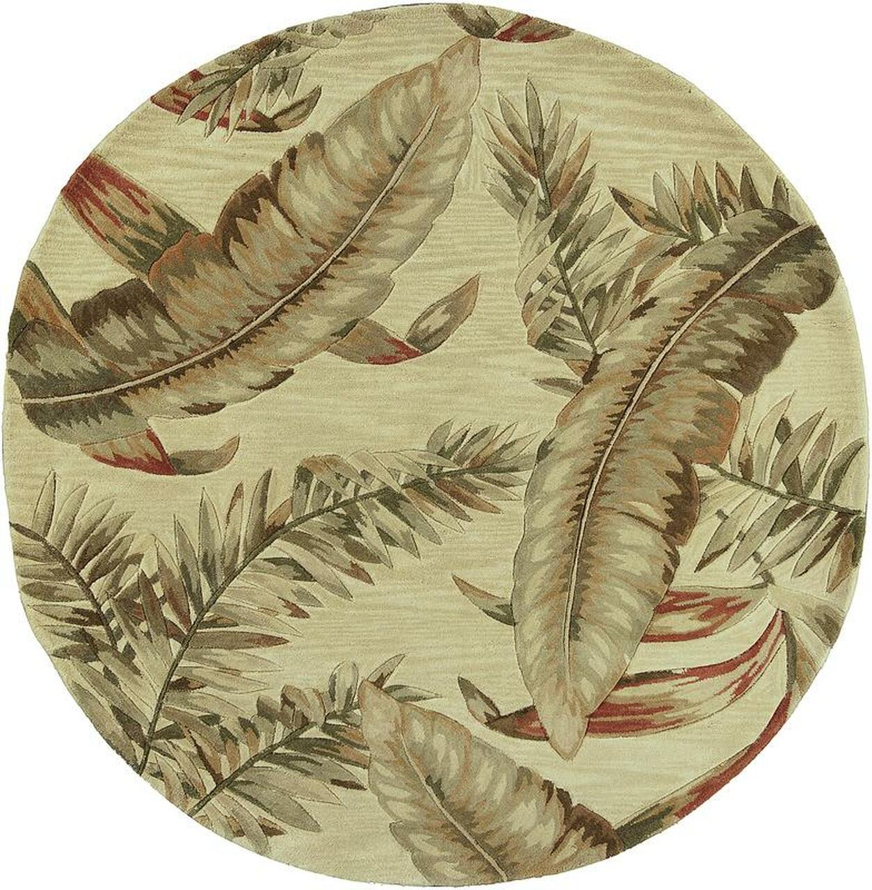 8' X 10' Ivory Hand Tufted Tropical Leaves Indoor Area Rug