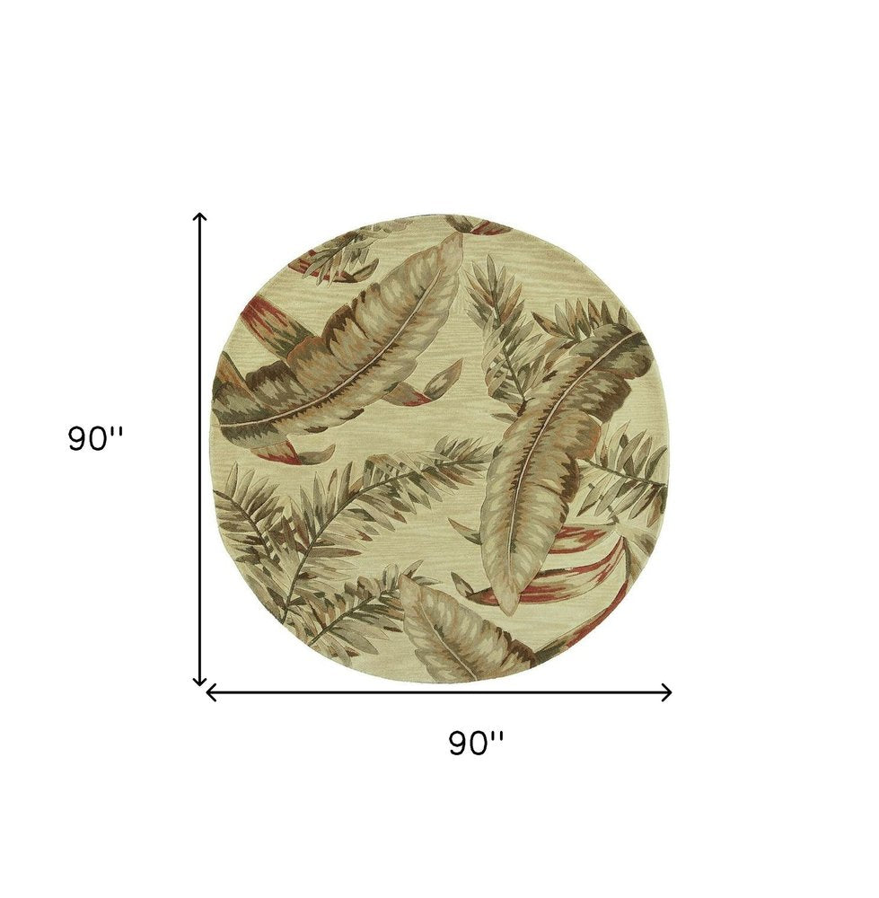 10' Brown Green And Red Wool Tropical Botanical Hand Tufted Runner Rug