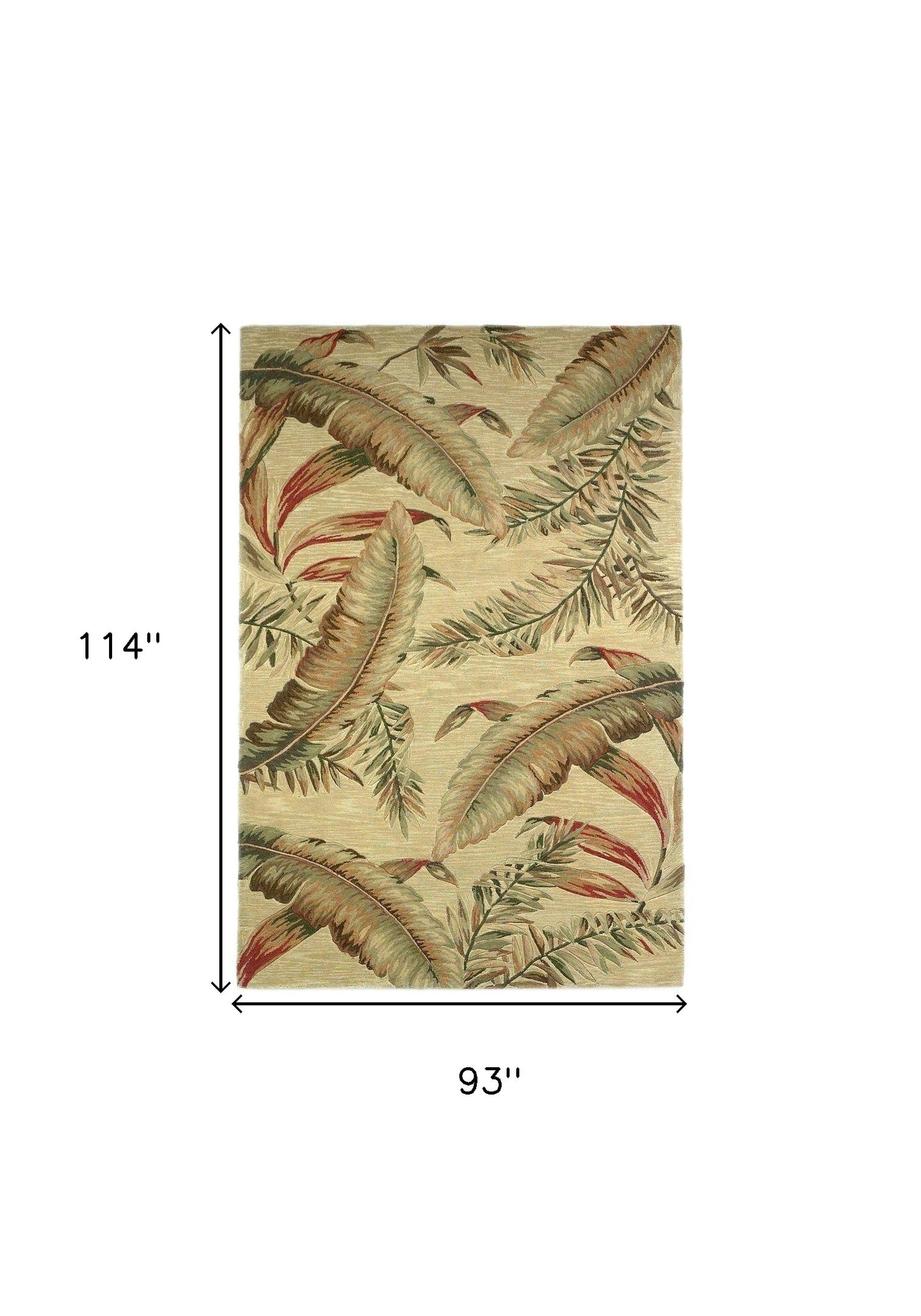 10' Ivory Hand Tufted Tropical Leaves Indoor Runner Rug