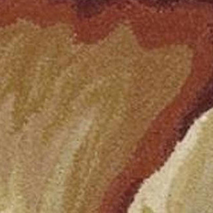 3' X 5' Ivory Green And Red Wool Tropical Botanical Hand Tufted Area Rug