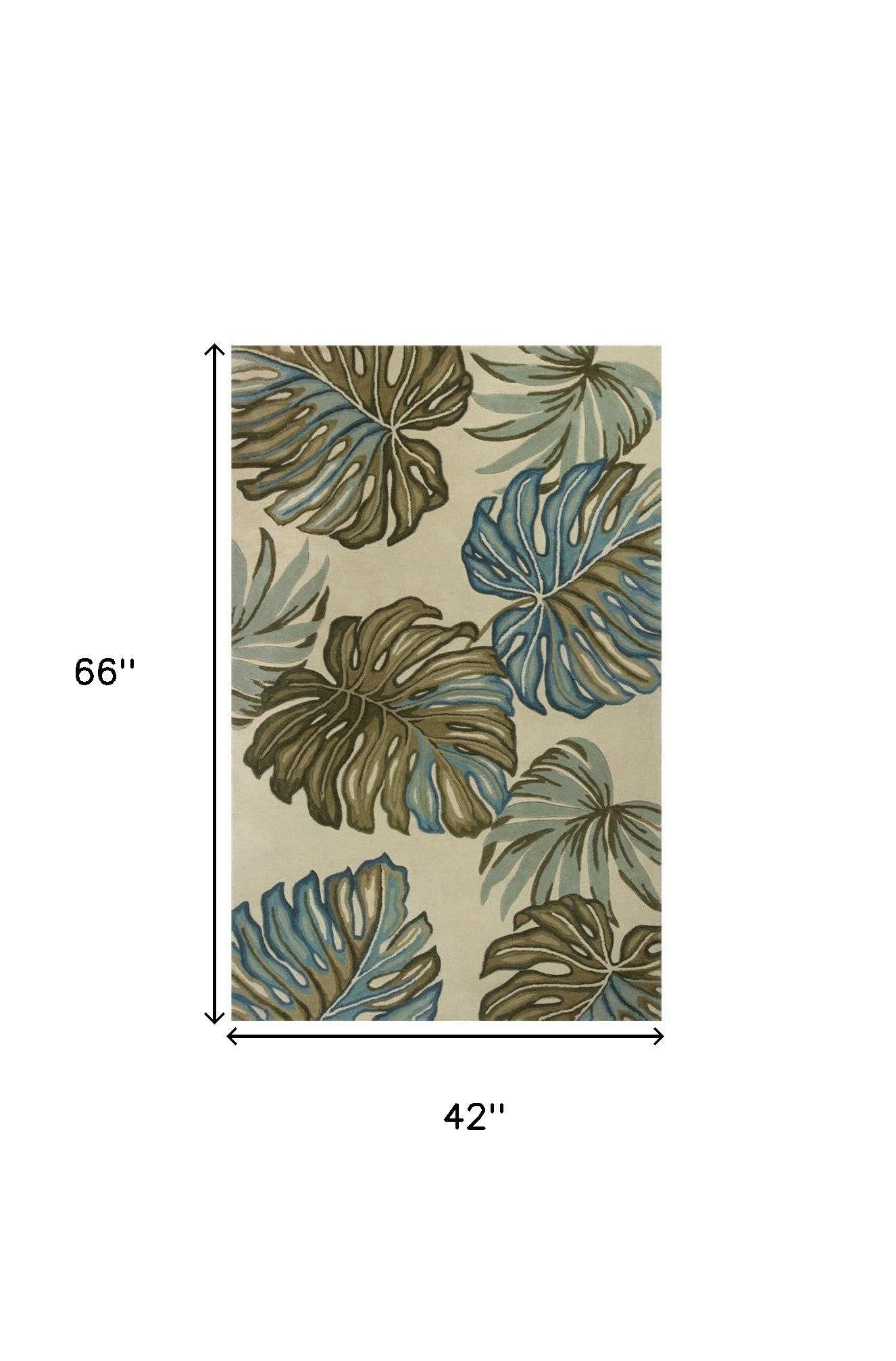 4' X 6' Ivory Hand Tufted Monstera Indoor Area Rug