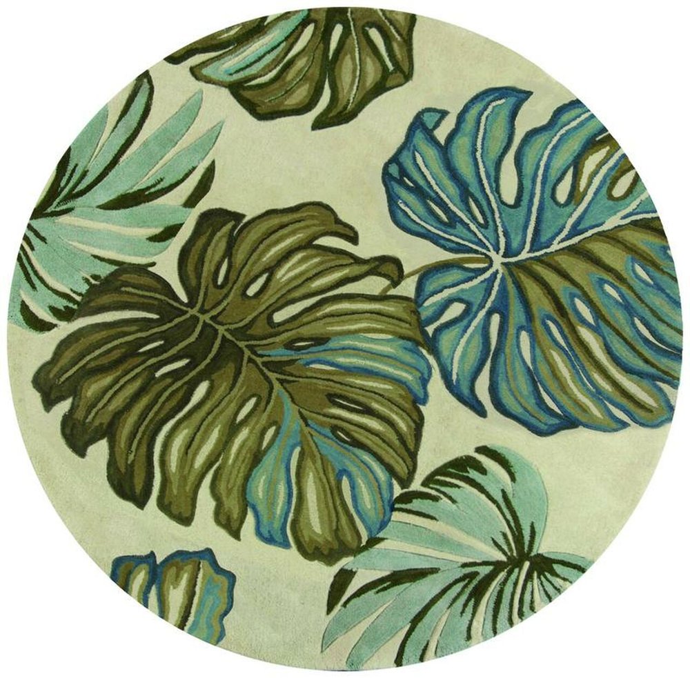 9' X 12' Brown Blue And Green Wool Tropical Botanical Hand Tufted Area Rug